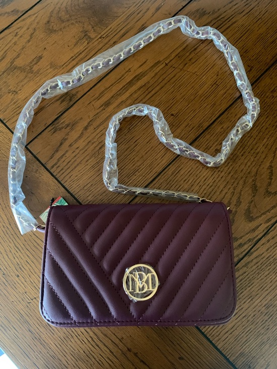 Badgley Mischka Handbags - Badgley Mischka Quilted Plum Crossbody Bag with Chain Strap